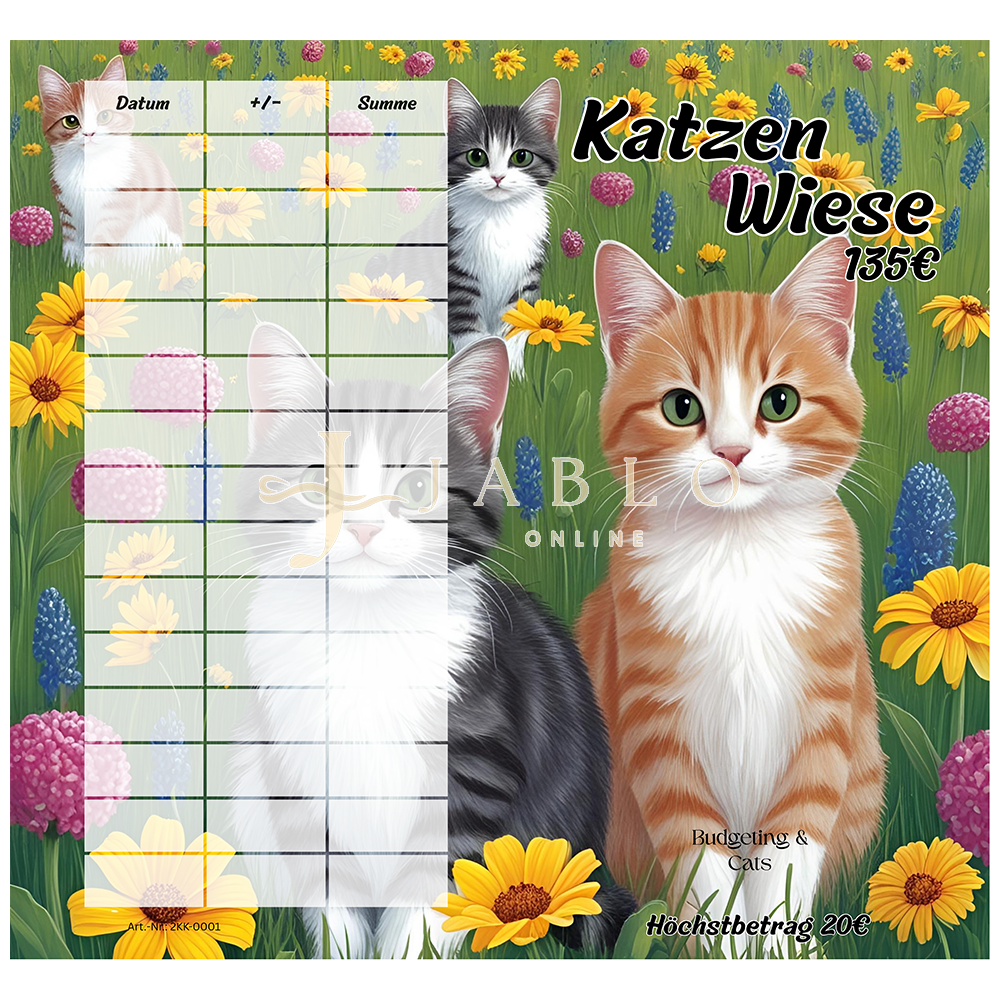 Budgeting & Cats - Katzenwiese 135€ - 2er Klappkarte