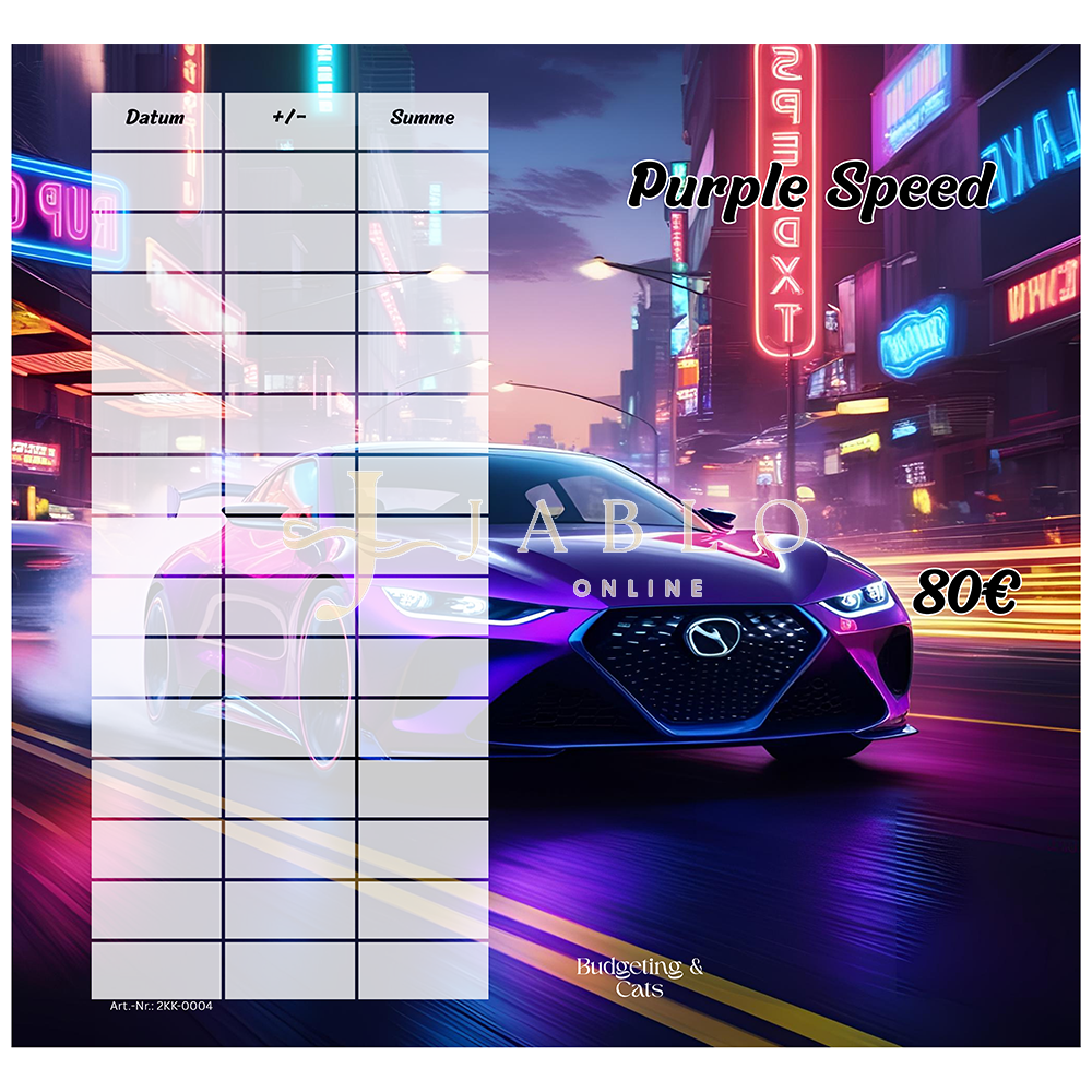 Budgeting & Cats - Purple Speed 80€ - 2er Klappkarte
