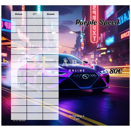Budgeting & Cats - Purple Speed 80€ - 2er Klappkarte