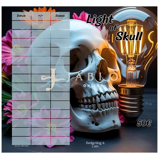 Budgeting & Cats - Light of Skull 50€ - 2er Klappkarte