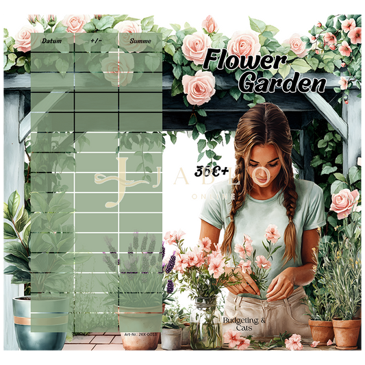 Budgeting & Cats - Flower Garden 36€+ - 2er Klappkarte