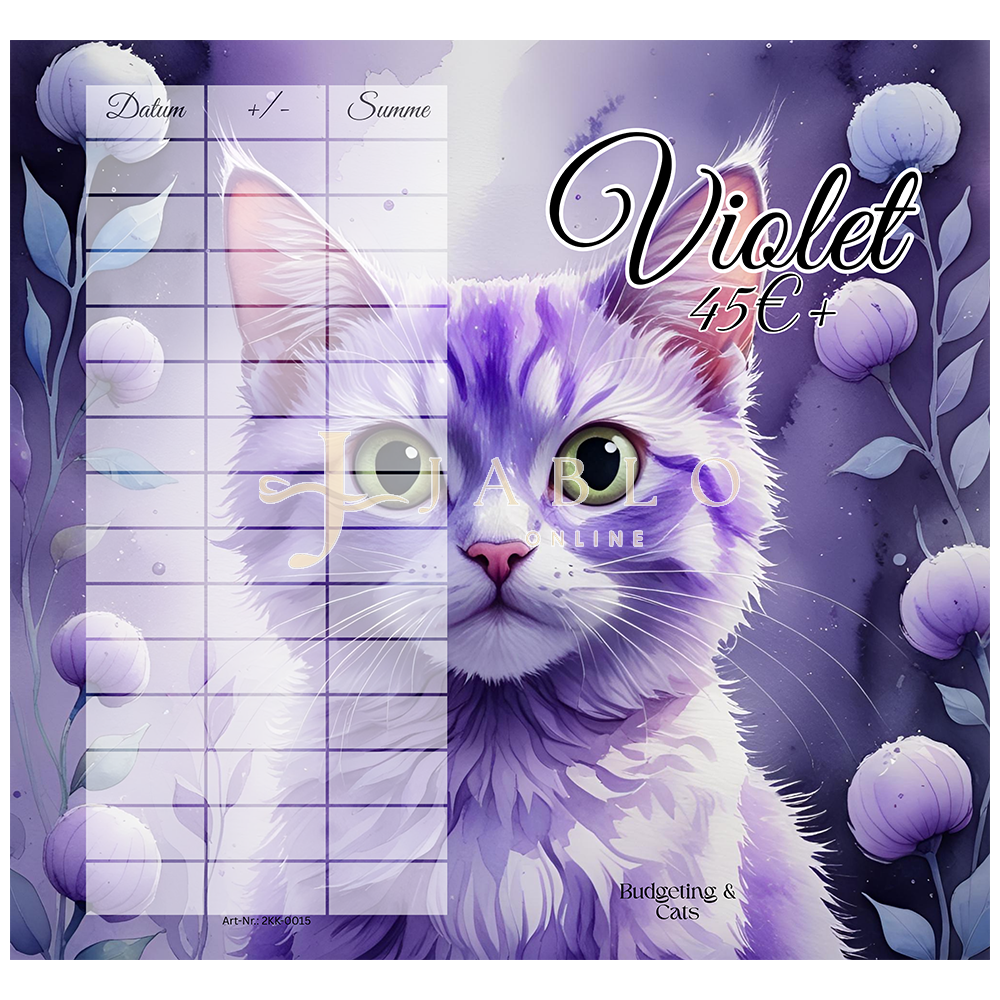 Budgeting & Cats - Violet 45€+ - 2er Klappkarte