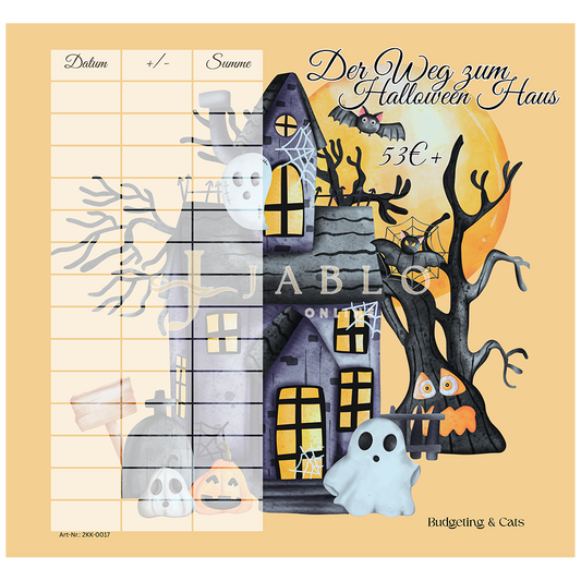 Budgeting & Cats - Der Weg zum Halloween Haus 53€+ - 2er Klappkarte