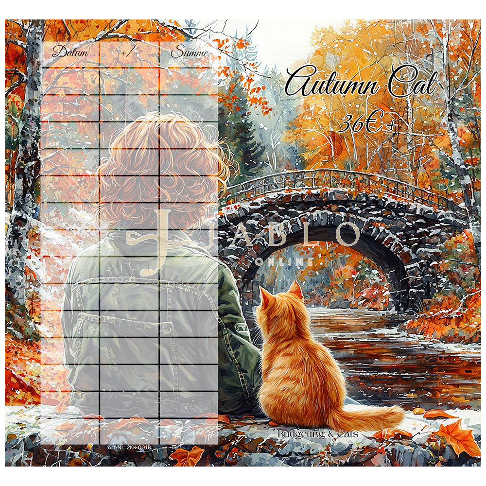 Budgeting & Cats - Autumn Cat 36€+ - 2er Klappkarte