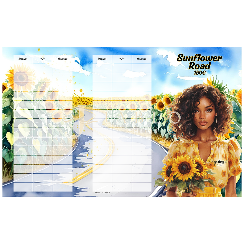 Budgeting & Cats - Sunflower Road 150€ - 3er Klappkarte