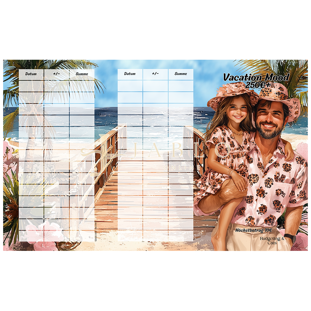 Budgeting & Cats - Vacation Mood 250€+ - 3er Klappkarte