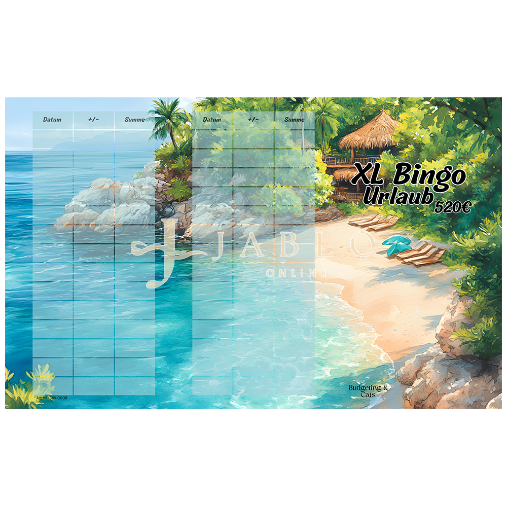 Budgeting & Cats - XL Bingo Urlaub 520€+ - 3er Klappkarte