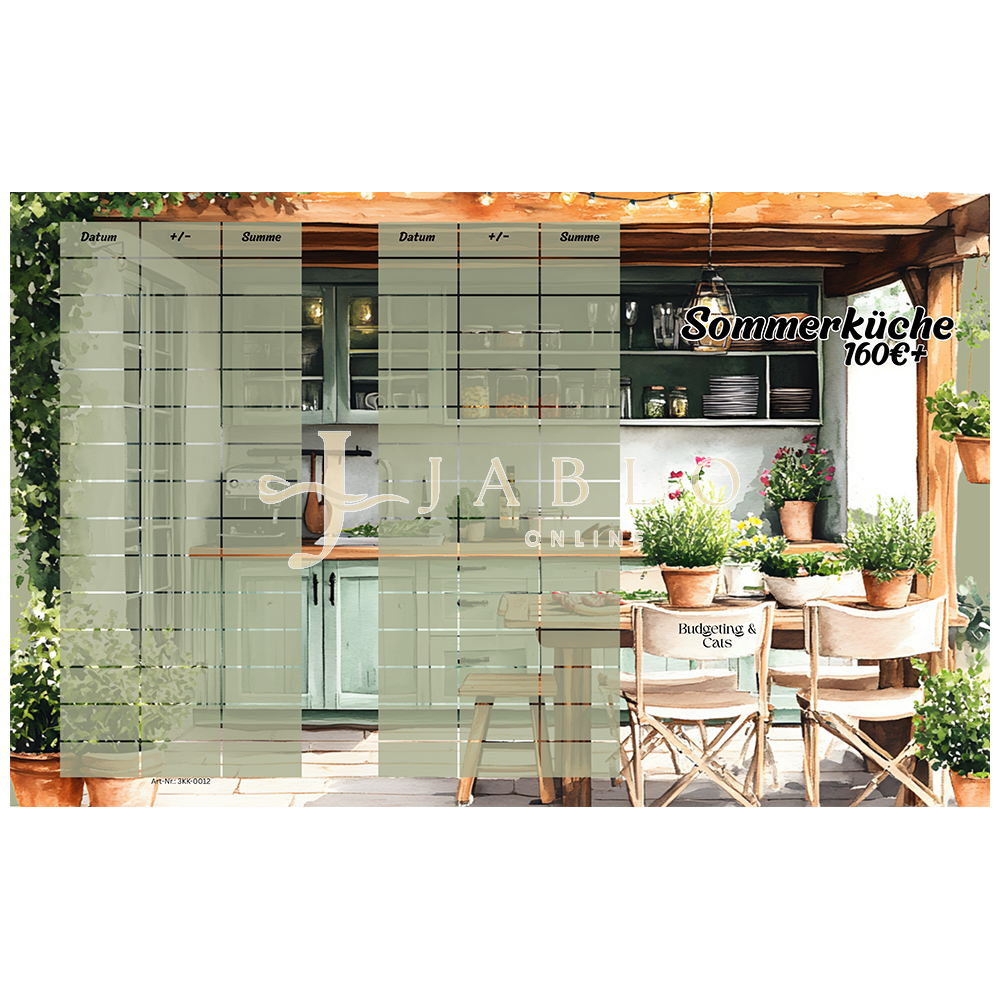 Budgeting & Cats - Sommerküche 160€+ - 3er Klappkarte