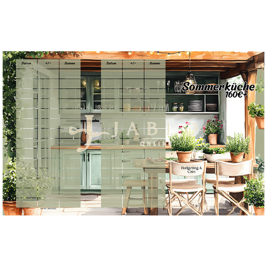 Budgeting & Cats - Sommerküche 160€+ - 3er Klappkarte