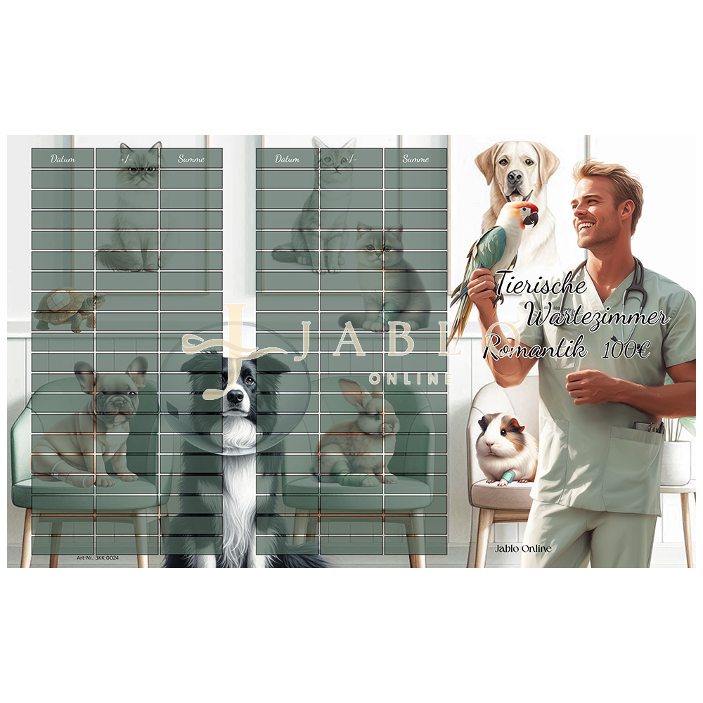 Tierische Wartezimmer Romantik 100€ - 3er Klappkarte
