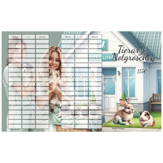 Tierarzt Notgroschen 115€ - 3er Klappkarte