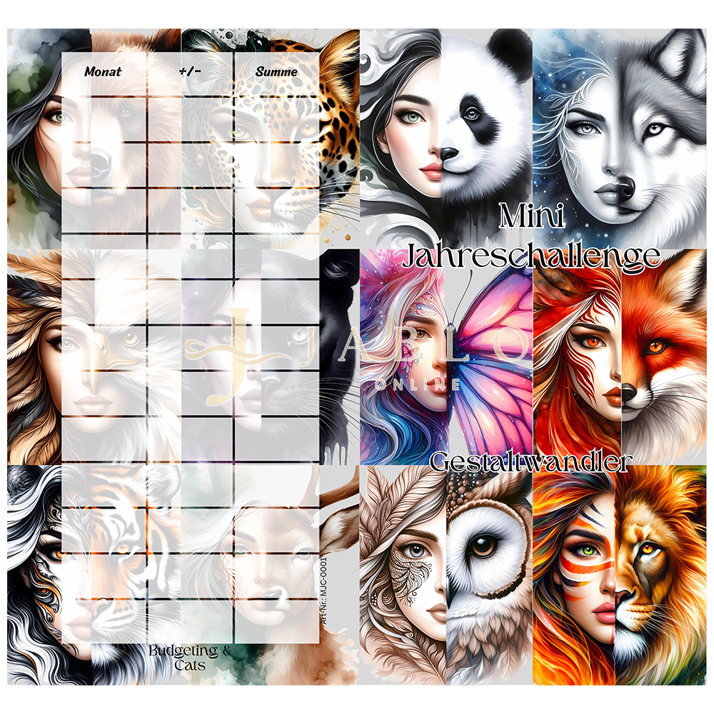 Budgeting & Cats - Mini Jahreschallenge Gestaltwandler 72€+ - Jahreschallenge/2er Klappkarte