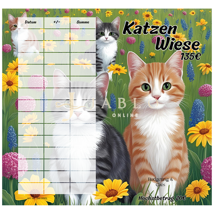Budgeting & Cats - Katzenwiese 135€ - 2er Klappkarte
