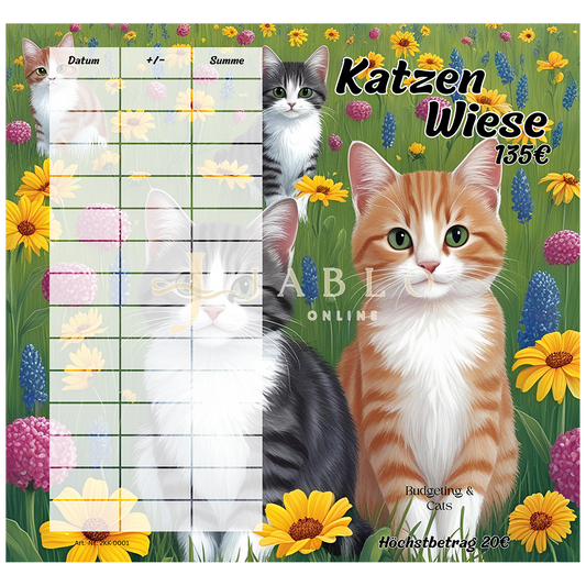 Budgeting & Cats - Katzenwiese 135€ - 2er Klappkarte