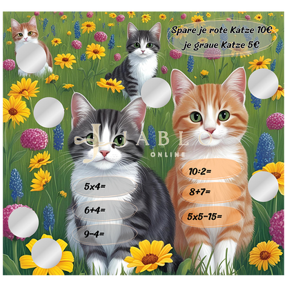 Budgeting & Cats - Katzenwiese 135€ - 2er Klappkarte