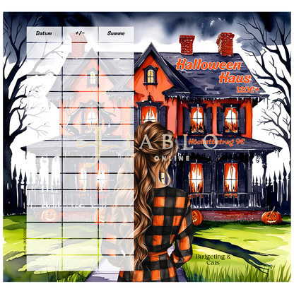 Budgeting & Cats - Halloween Haus 120€+ - 2er Klappkarte