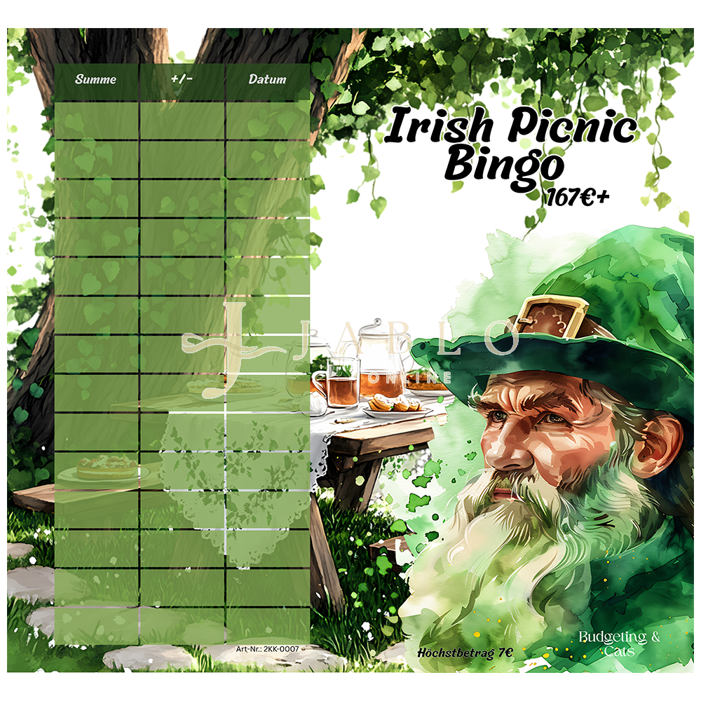 Budgeting & Cats - Irish Picnic Bingo 135€+ - 2er Klappkarte