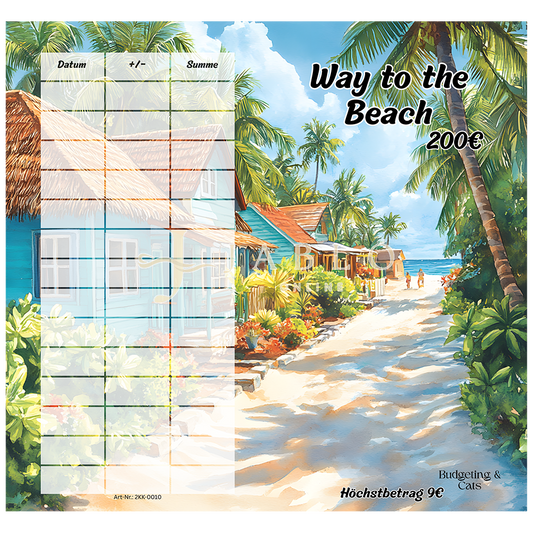 Budgeting & Cats - Way to the Beach 200€ - 2er Klappkarte
