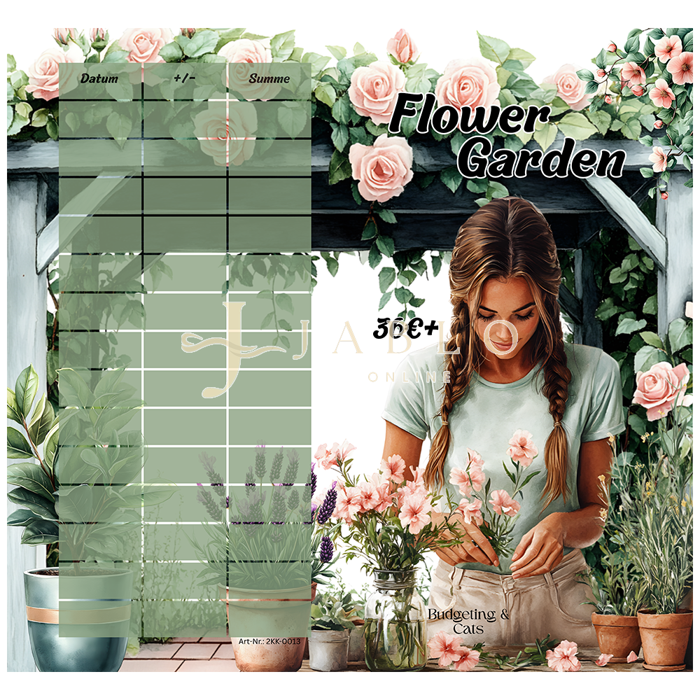 Budgeting & Cats - Flower Garden 36€+ - 2er Klappkarte