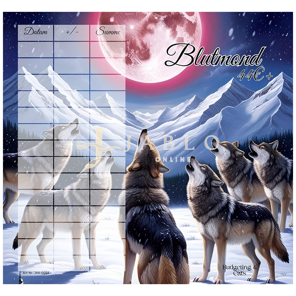 Budgeting & Cats - Blutmond 44€+ - 2er Klappkarte