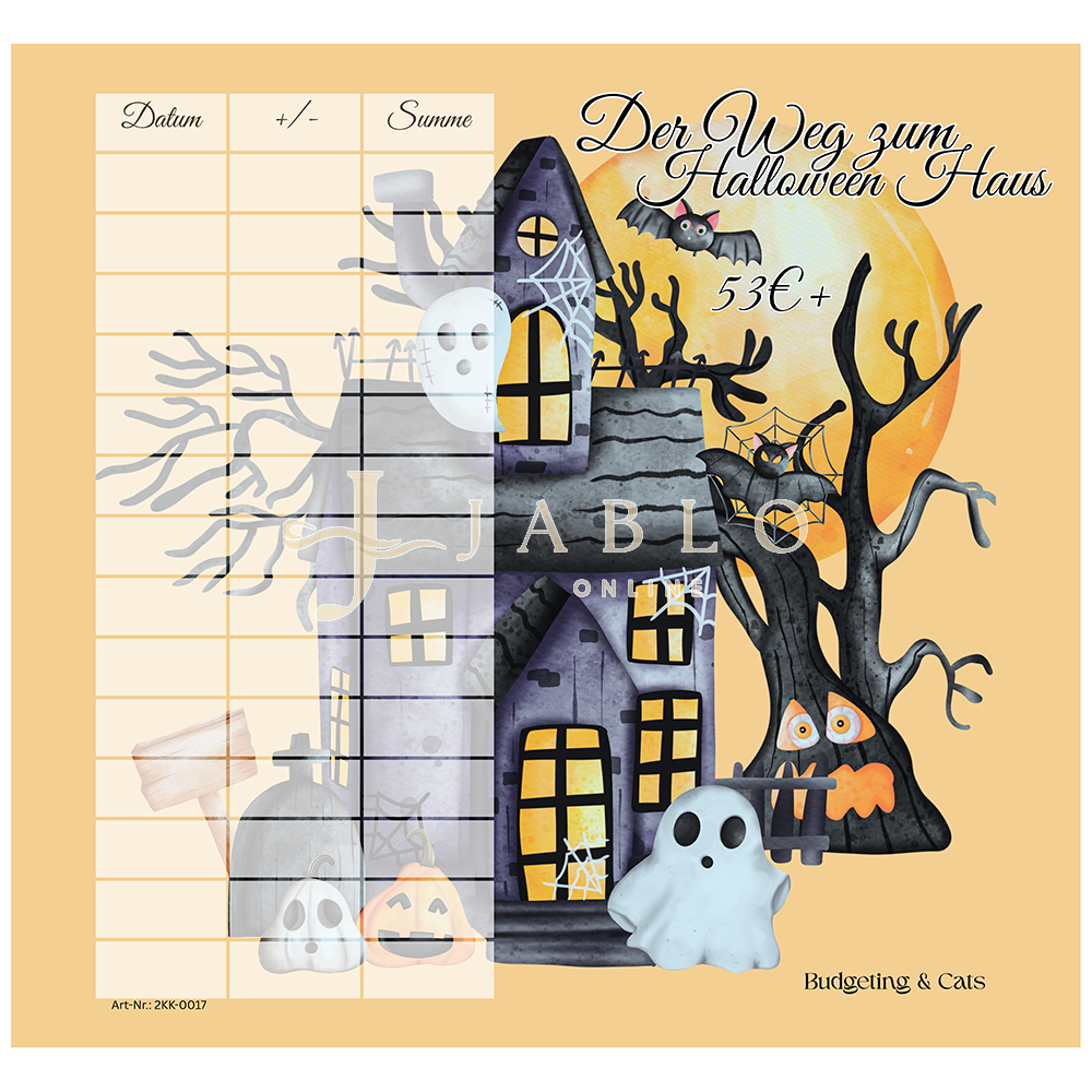Budgeting & Cats - Der Weg zum Halloween Haus 53€+ - 2er Klappkarte