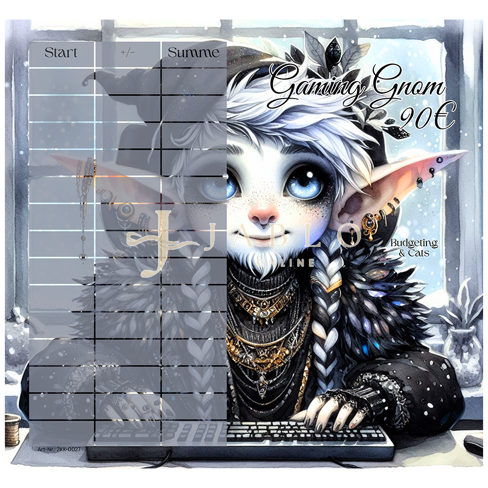 Budgeting & Cats - Gaming Gnom 90€ - 2er Klappkarte