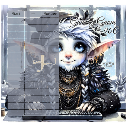 Budgeting & Cats - Gaming Gnom 90€ - 2er Klappkarte