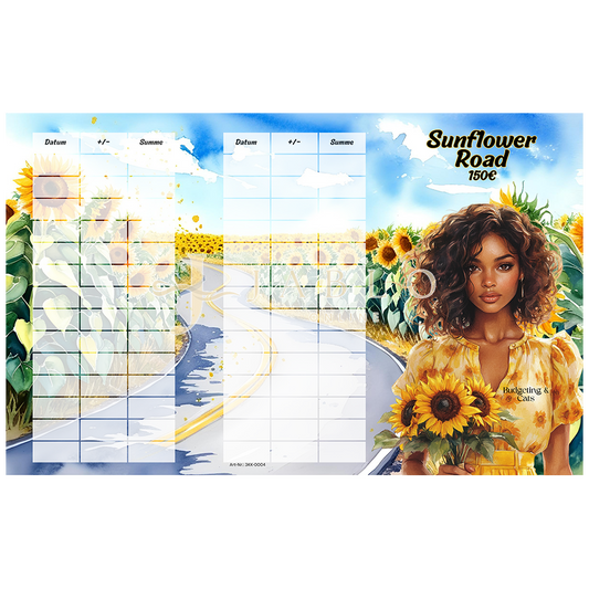 Budgeting & Cats - Sunflower Road 150€ - 3er Klappkarte