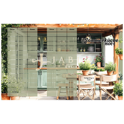 Budgeting & Cats - Sommerküche 160€+ - 3er Klappkarte