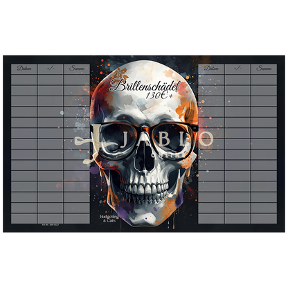 Budgeting & Cats - Brillenschädel 130€+ - 3er Klappkarte