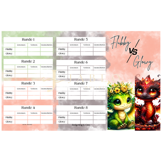 Budgeting & Cats - Flubby VS Glowy - 3er Klappkarte
