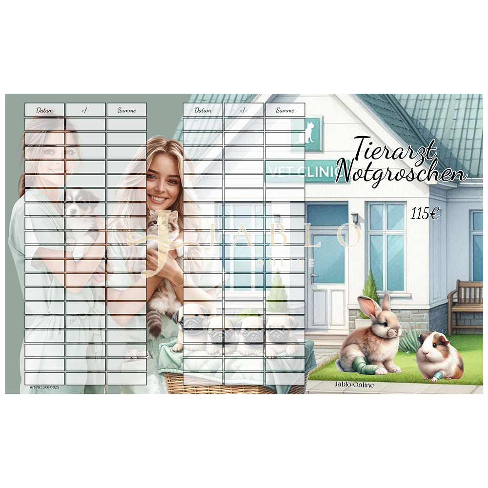 Tierarzt Notgroschen 115€ - 3er Klappkarte