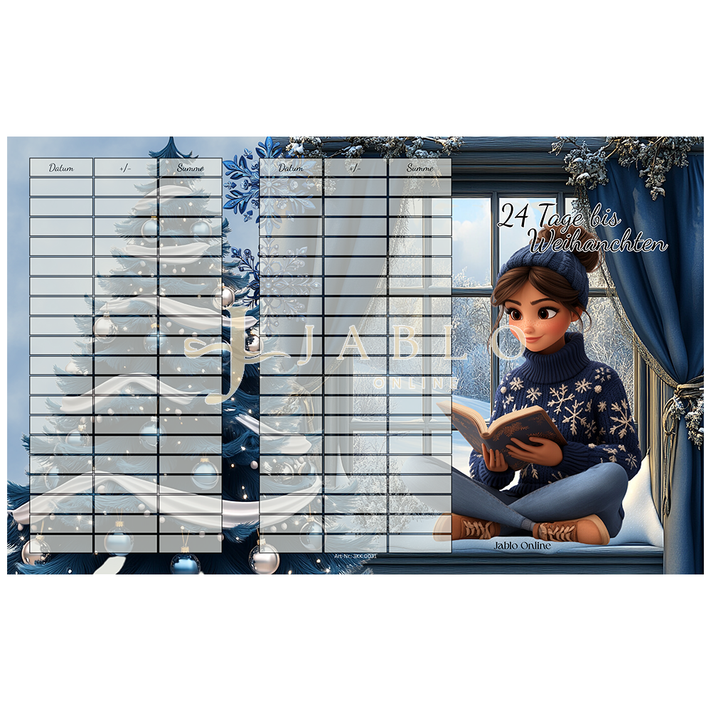 24 Tage bis Weihnachten/Weihnachtscountdown - 3er Klappkarte