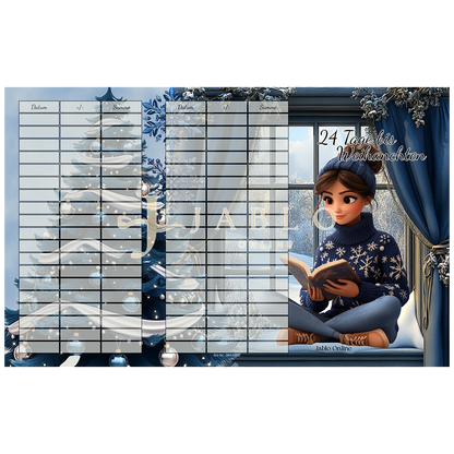 24 Tage bis Weihnachten/Weihnachtscountdown - 3er Klappkarte