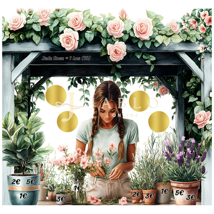 Budgeting & Cats - Flower Garden 36€+ - 2er Klappkarte