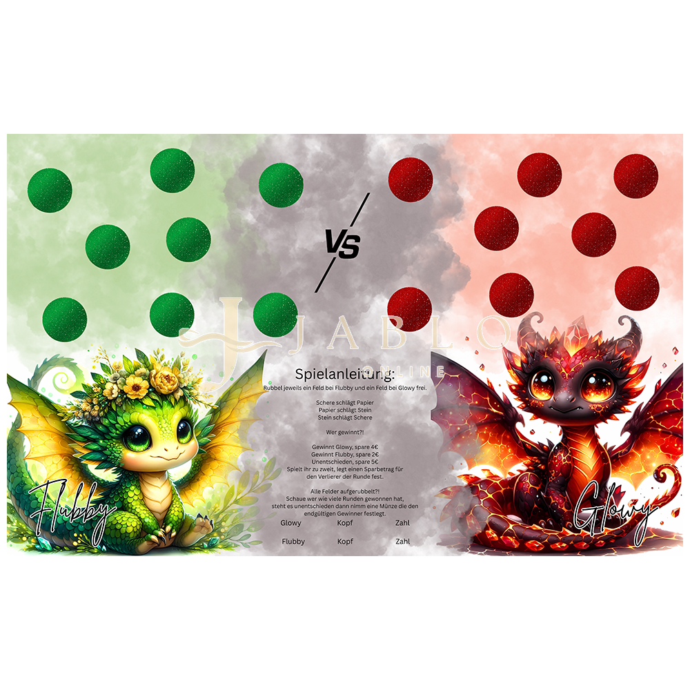 Budgeting & Cats - Flubby VS Glowy - 3er Klappkarte