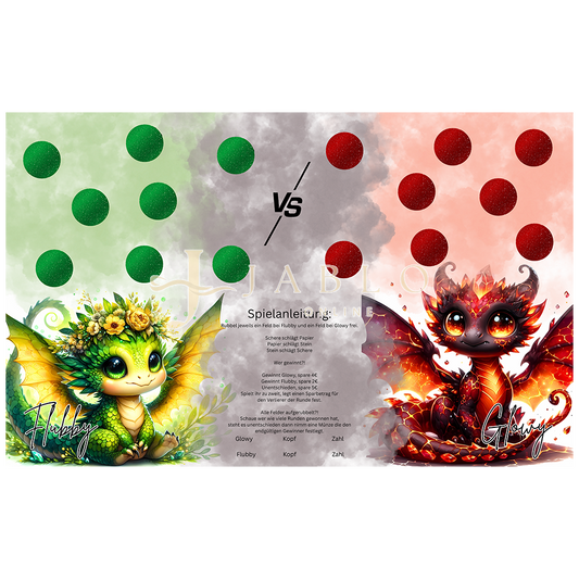 Budgeting & Cats - Flubby VS Glowy - 3er Klappkarte