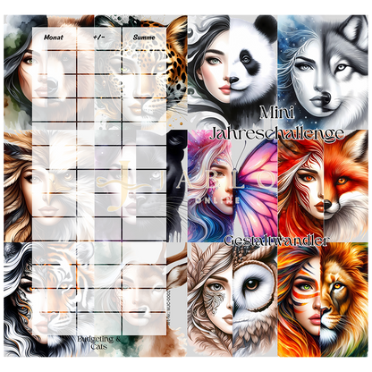 Budgeting & Cats - Mini Jahreschallenge Gestaltwandler 72€+ - Jahreschallenge/2er Klappkarte