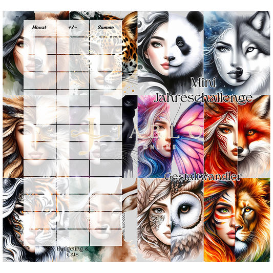 Budgeting & Cats - Mini Jahreschallenge Gestaltwandler 72€+ - Jahreschallenge/2er Klappkarte