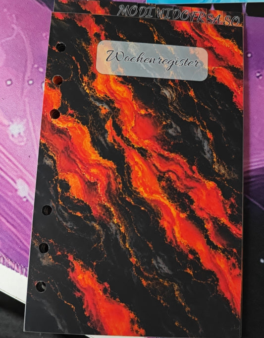Wochenregister Mamor Schwarz Orange
